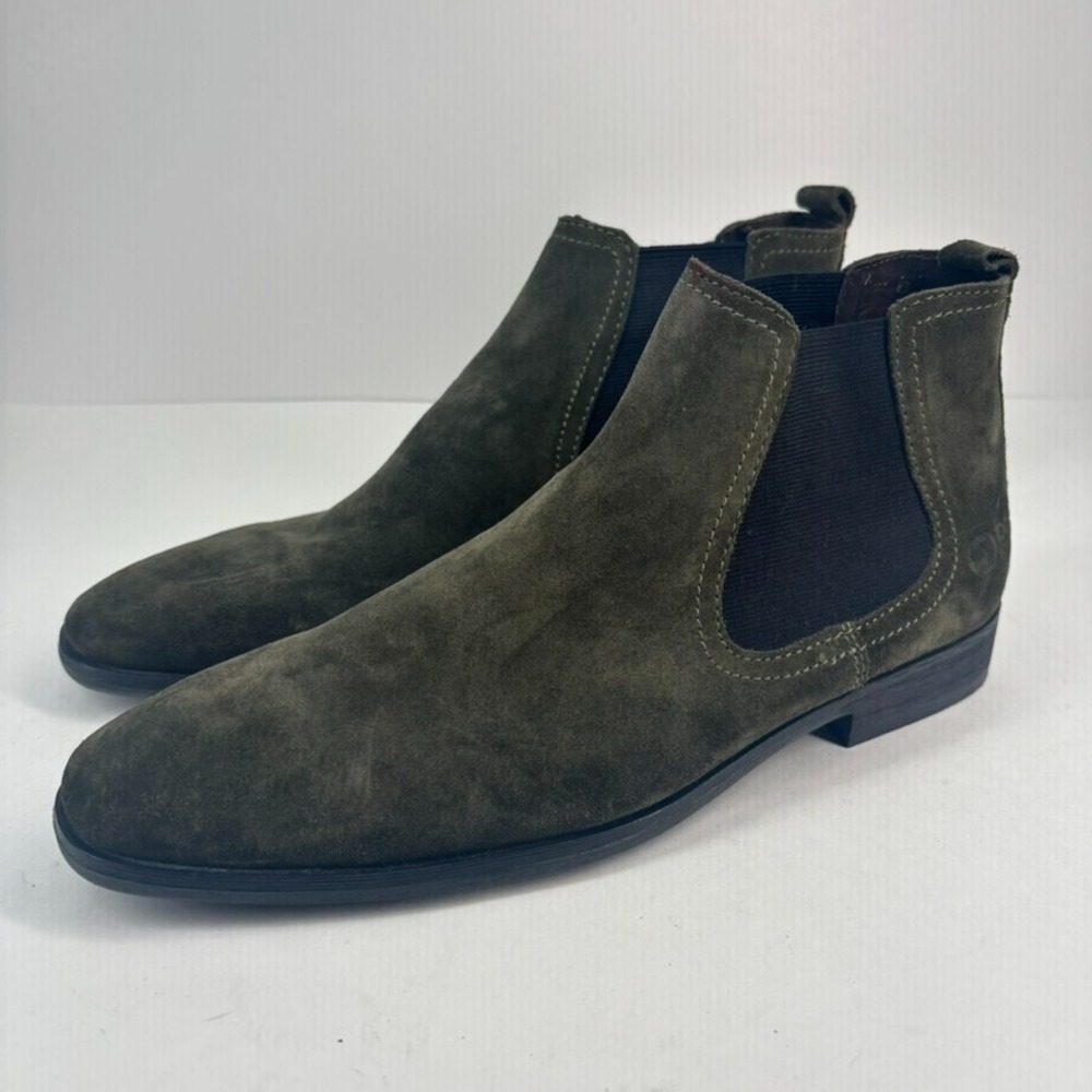 Base London Men's US 7 Saffron Suede Chelsea Pull-On Low Heel Casual Ankle Boots
